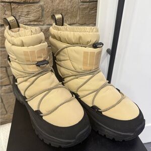 UGG Tan Quilted Boots with Black Soles